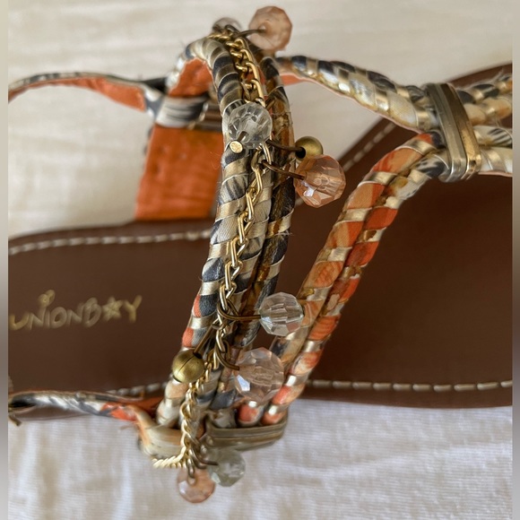 UNIONBAY Flat Sandal (Women), Orange/Grey/Cream, Size: 6 M US - Picture 8 of 16